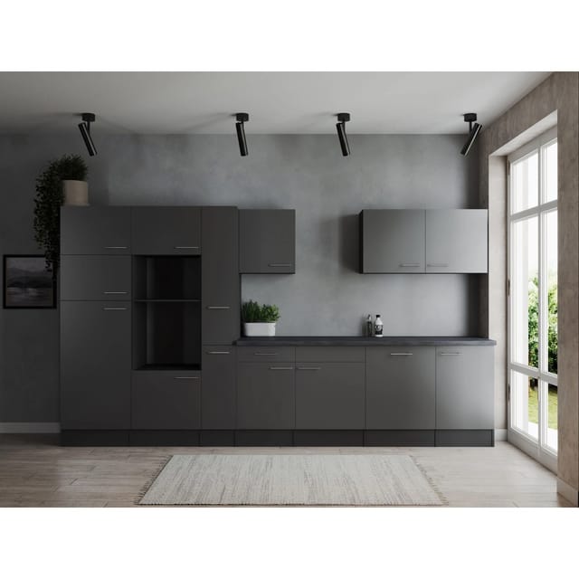 Respekta Küchenzeile Oliver 370 cm Grau ohne E-Geräte
