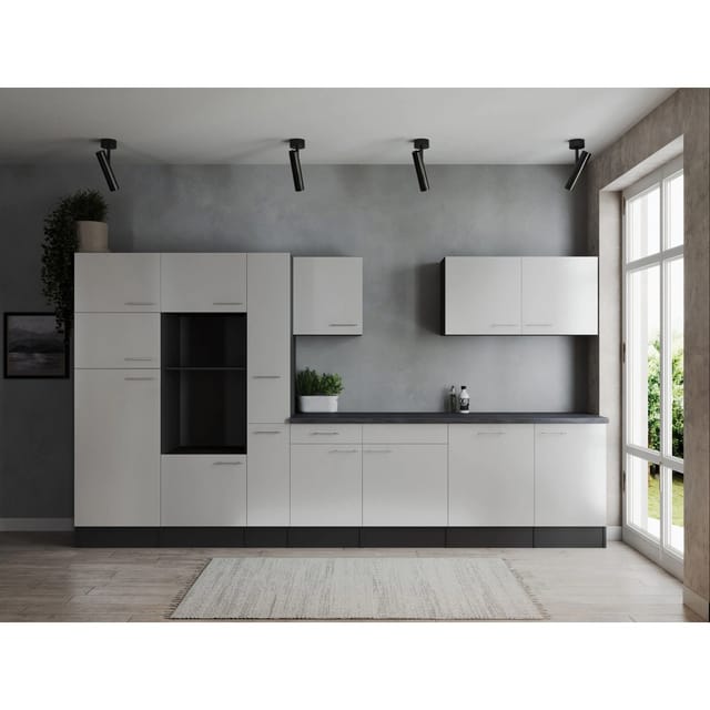 Respekta Küchenzeile Oliver 370 cm Weiß ohne E-Geräte