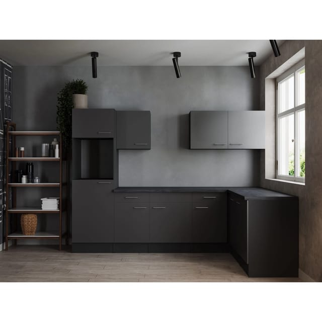 Respekta Winkelküche Oliver 280 cm Grau ohne E-Geräte