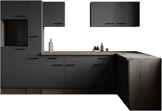 Respekta Winkelküche Oliver 310 cm Eiche York / Grau Matt ohne E-Geräte