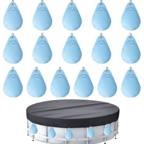 Set Mit 16 Beschwerten Wassersäcken Und Haken Für Winter-poolabdeckungen – Wasserdichte, Aufhängbare Und Wiederbefüllbare Pvc-säcke, Ideal Zur Befestigung Von Winterabdeckungen Auf Aufstell- Und Einba