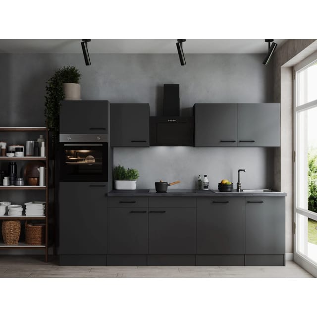 Respekta Küchenzeile Oliver 280 cm Grau Matt