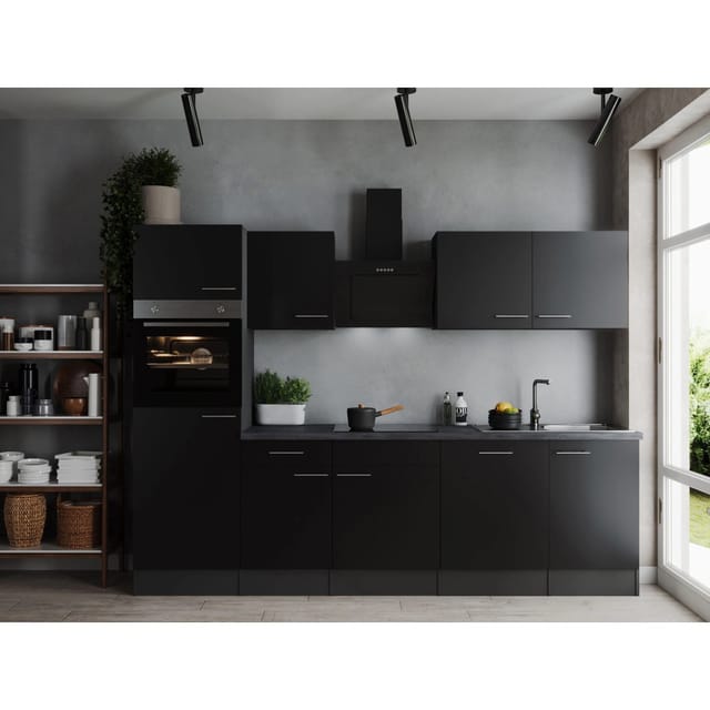 Respekta Küchenzeile Oliver 280 cm Schwarz