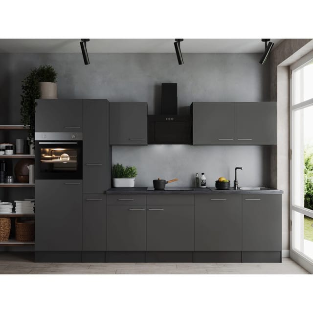 Respekta Küchenzeile Oliver 310 cm Grau