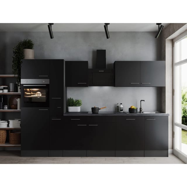Respekta Küchenzeile Oliver 310 cm Schwarz