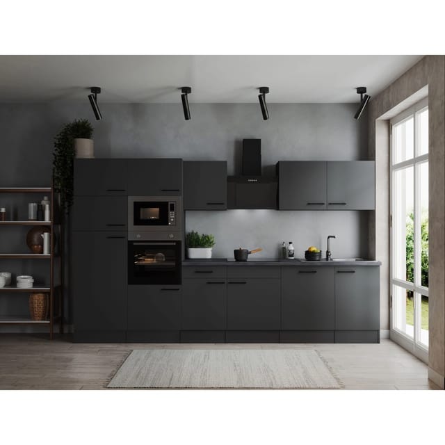 Respekta Küchenzeile Oliver 340 cm Grau Matt