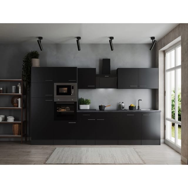 Respekta Küchenzeile Oliver 340 cm Schwarz
