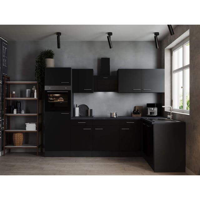 Respekta Winkelküche Oliver 280 cm Schwarz