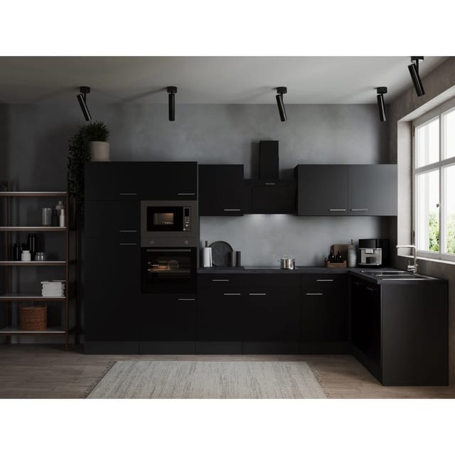 Respekta Winkelküche Oliver 340 cm Schwarz