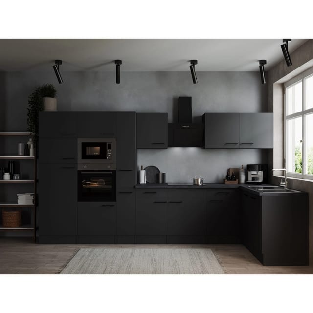 Respekta Winkelküche Oliver 370 cm Grau Matt