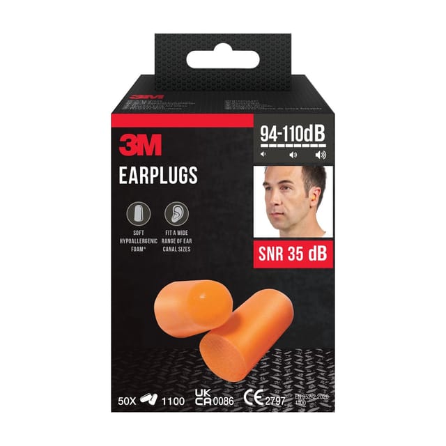 3M Einweg-Gehörschutzstöpsel Weichschaum SNR-Wert 35 dB Orange 50er-Pack