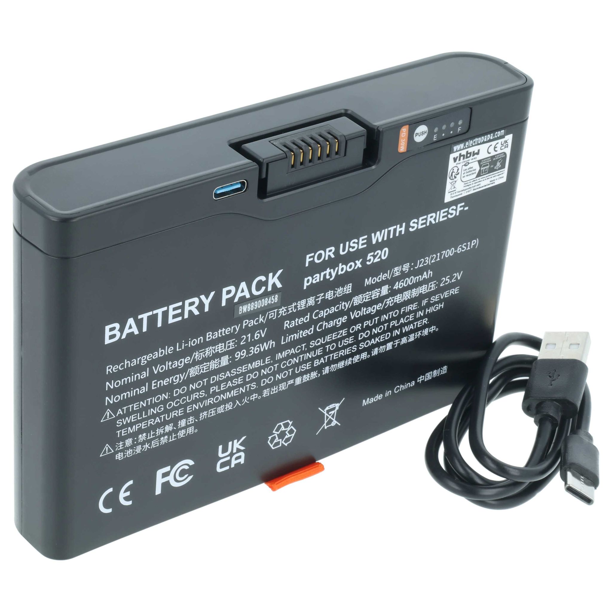 Vhbw Akku Kompatibel Mit Jbl Partybox 720, 520 Lautsprecher Boxen Speaker (4600 Mah, 21,6 V, Li-ion)