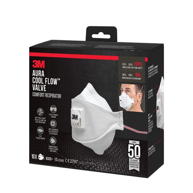 3M Komfort-Atemschutzmaske Aura mit Cool Flow-Ventil FFP3 10er-Pack