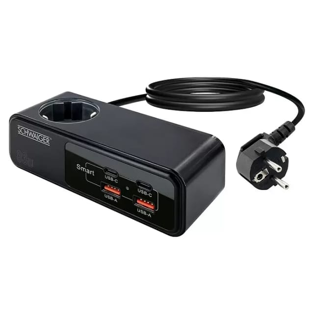 Schwaiger Steckdosenleiste LADV4115 230 V mit USB-C & USB-A Schwarz