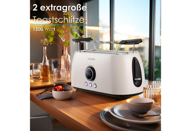 Steinborg SB-2214 XXL 4 Scheiben Toaster Digitales Display 1500 Watt Beige