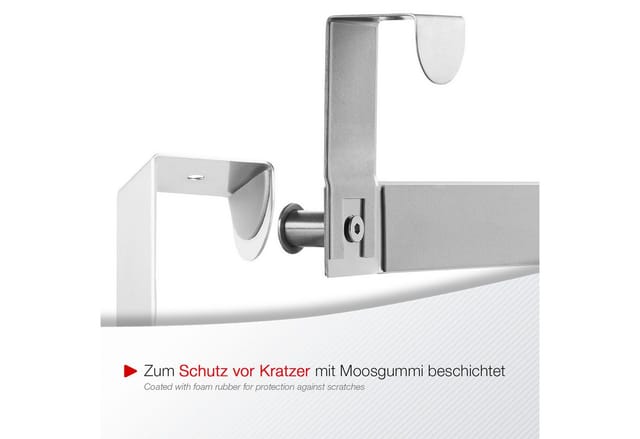 SOTECH Türgarderobe LINEA II Edelstahl Gebürstet mit 6 Haken für 40 mm Türen Ohne Falz