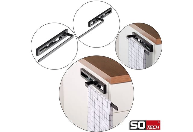 SOTECH Handtuchauszug STYLE 1 Armig Schwarz 325 mm Auszugsweg 145 mm
