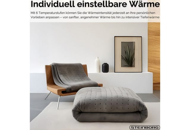 Steinborg SB-9521 Heizdecke mit Timer 6 Temperaturstufen 150x80 cm