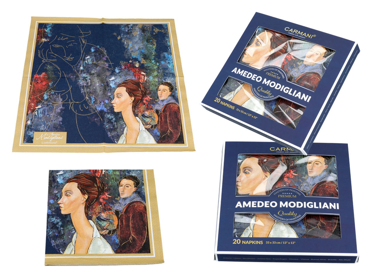 Papierservietten, 20 Stück – A. Modigliani, Frau Mit Hut Und Mario Varvogli (carmani)