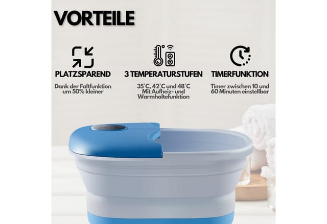 Steinborg SB-1060 Faltbares Fußsprudelbad mit Fernbedienung Platzsparend Timer
