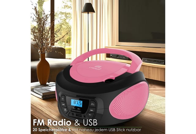 Cyberlux CL-620 CD-Player Tragbar CD/MP3/USB Radio Pink