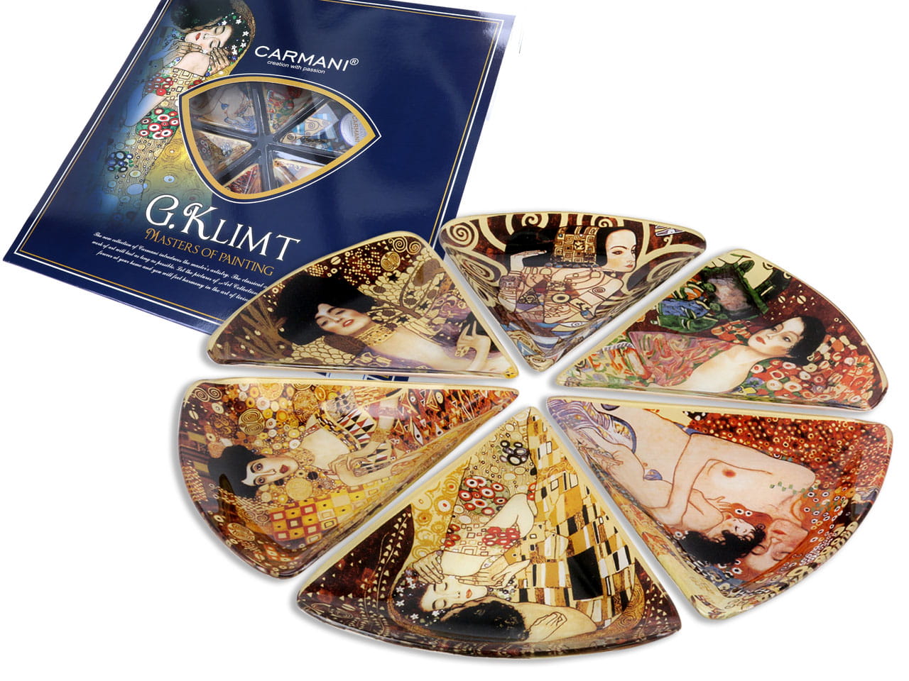 Dekorative Und Gebrauchsglasteller Von Carmani Und Klimt (6 Stück/mix Aus 6 Verschiedenen Mustern)