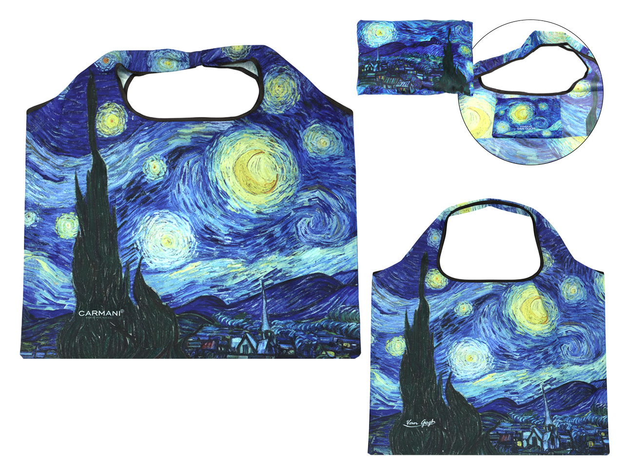Carmani, Polyester, Faltbare Einkaufstasche 40x70cm - Van Gogh/sternennacht