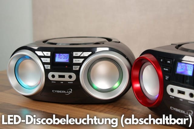 Cyberlux CL-800 CD-Player mit LED-Discolichter CD/MP3/USB Radio Schwarz/Silber