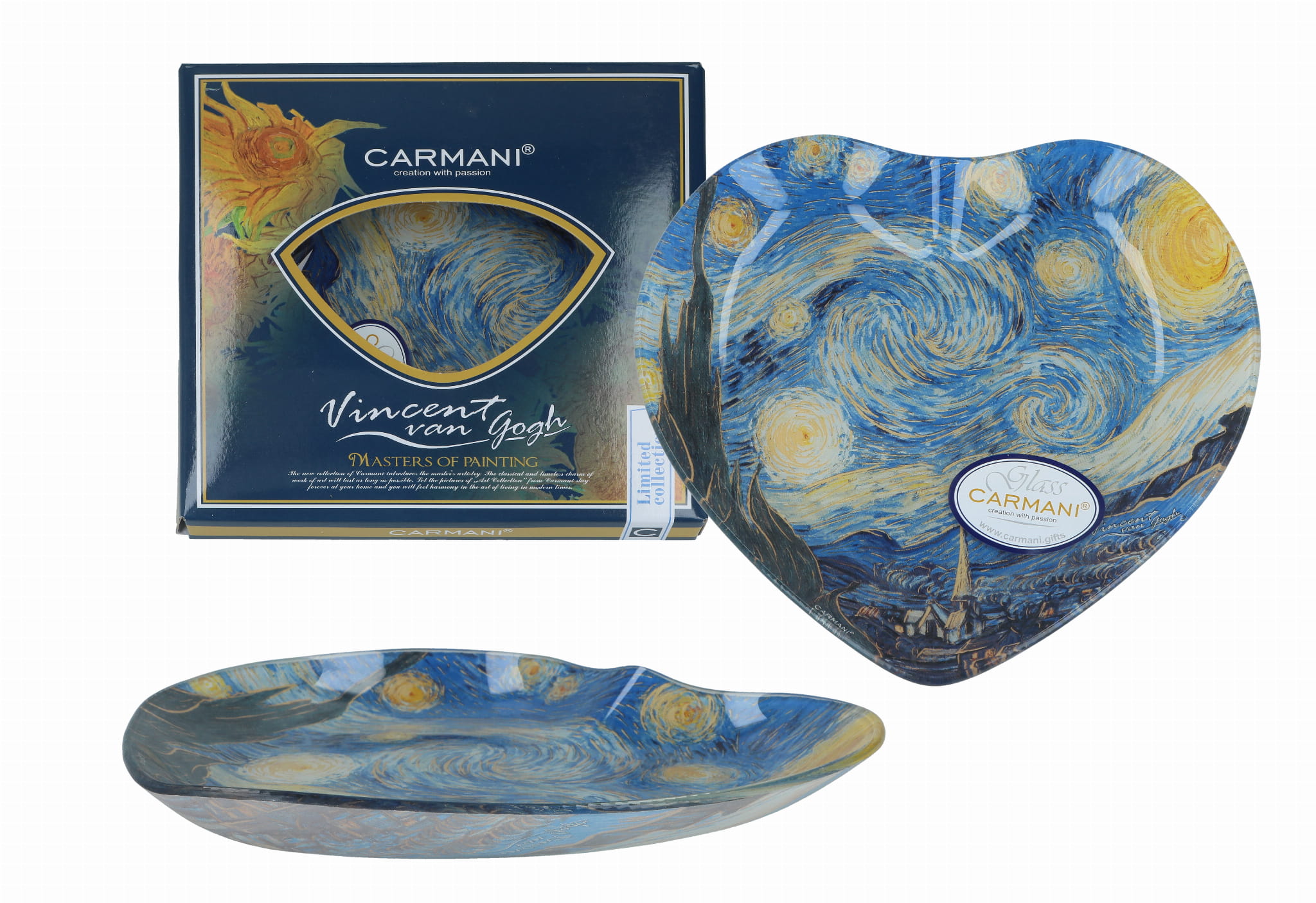 Carmani, Dekorativer Und Funktionaler Teller – Herz – Van Gogh/sternennacht