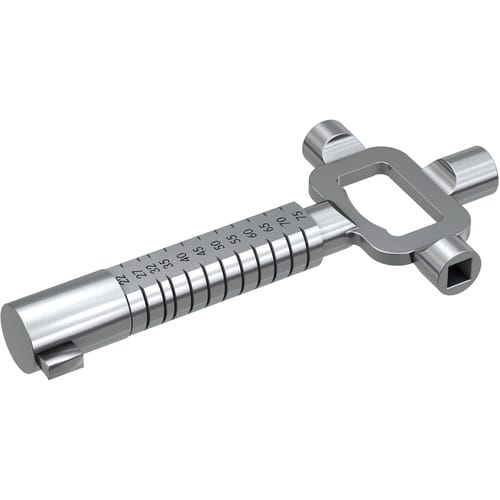 Basi Universal-Steckschlüssel Kurz für Neubauten- Mess- & Steckschlüssel 3 mm Sechskant Zinkdruckguss Vernickelt
