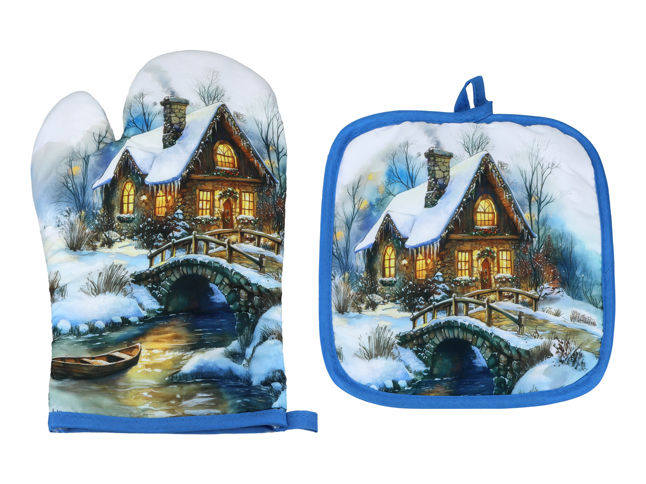 Carmani, Set: Topflappen Und Ofenhandschuh – Zuhause Im Winter
