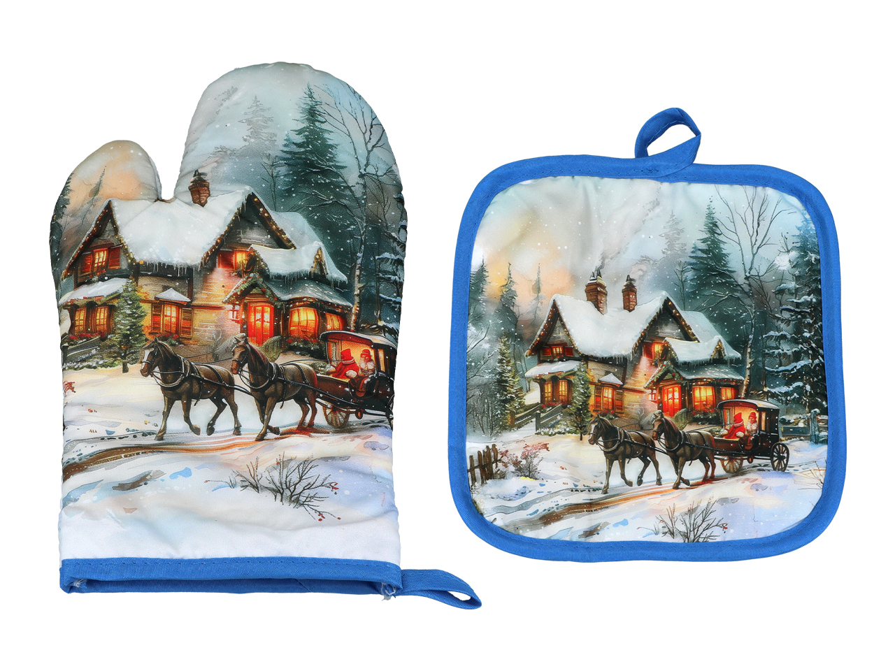 Carmani, Set: Topflappen Und Ofenhandschuh – Winteridylle