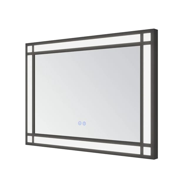 Aquabatos LED Badspiegel mit Spiegelheizung 70 x 50 cm Badezimmerspiegel mit Beleuchtung Dimmbarer Spiegel Wandspiegel Aluminium Schwarzer Rahmen