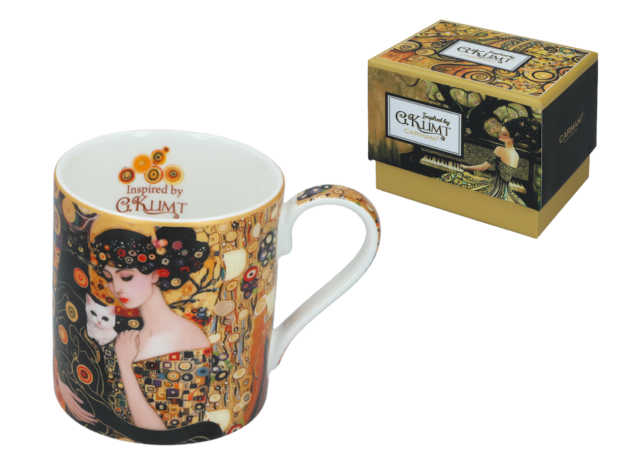 Carmani Porzellanbecher 340 Ml - Motiv Inspiriert Von Den Gemälden Von G. Klimt