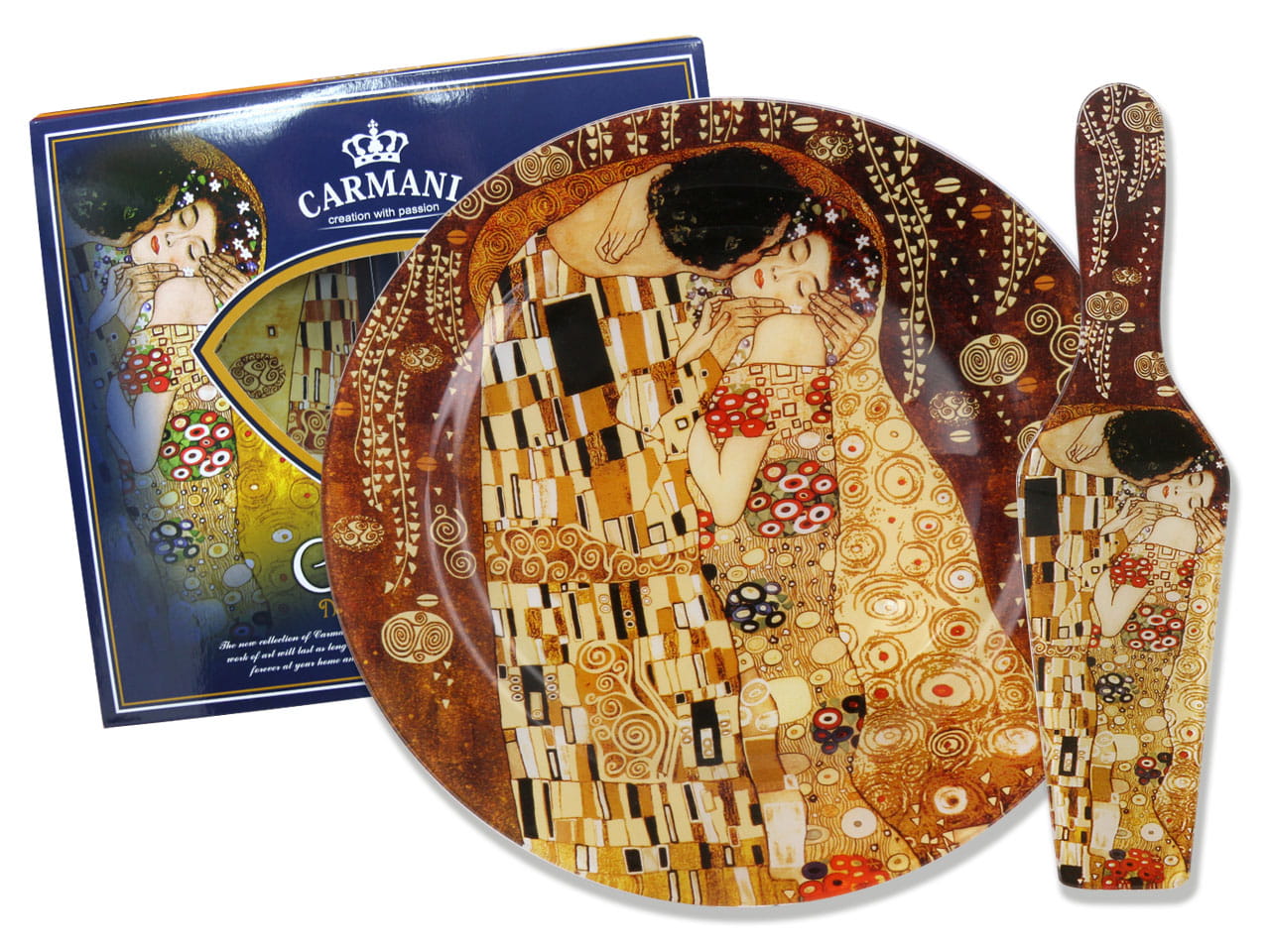Carmani, Dekorativer Und Funktionaler Glasteller Mit Einem Spachtel Von Gustav Klimt – Kuss