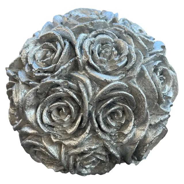 ZGM Beton Rosenkugel groß mit silberner Patina