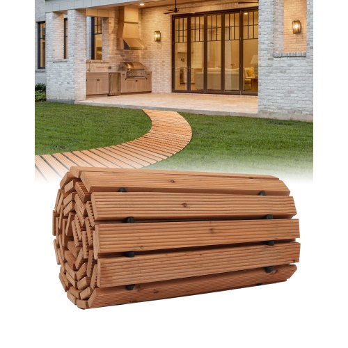 Rollweg Gartenweg 253x43 Cm, Ausrollbarer Holzweg, Gehweg Aus Zedernholz Mit Drahtseilverbindung, Holztritt, Gartentritt, Dekorative Trittplatten Für Die Strandpromenade, Hinterhof, Terrasse