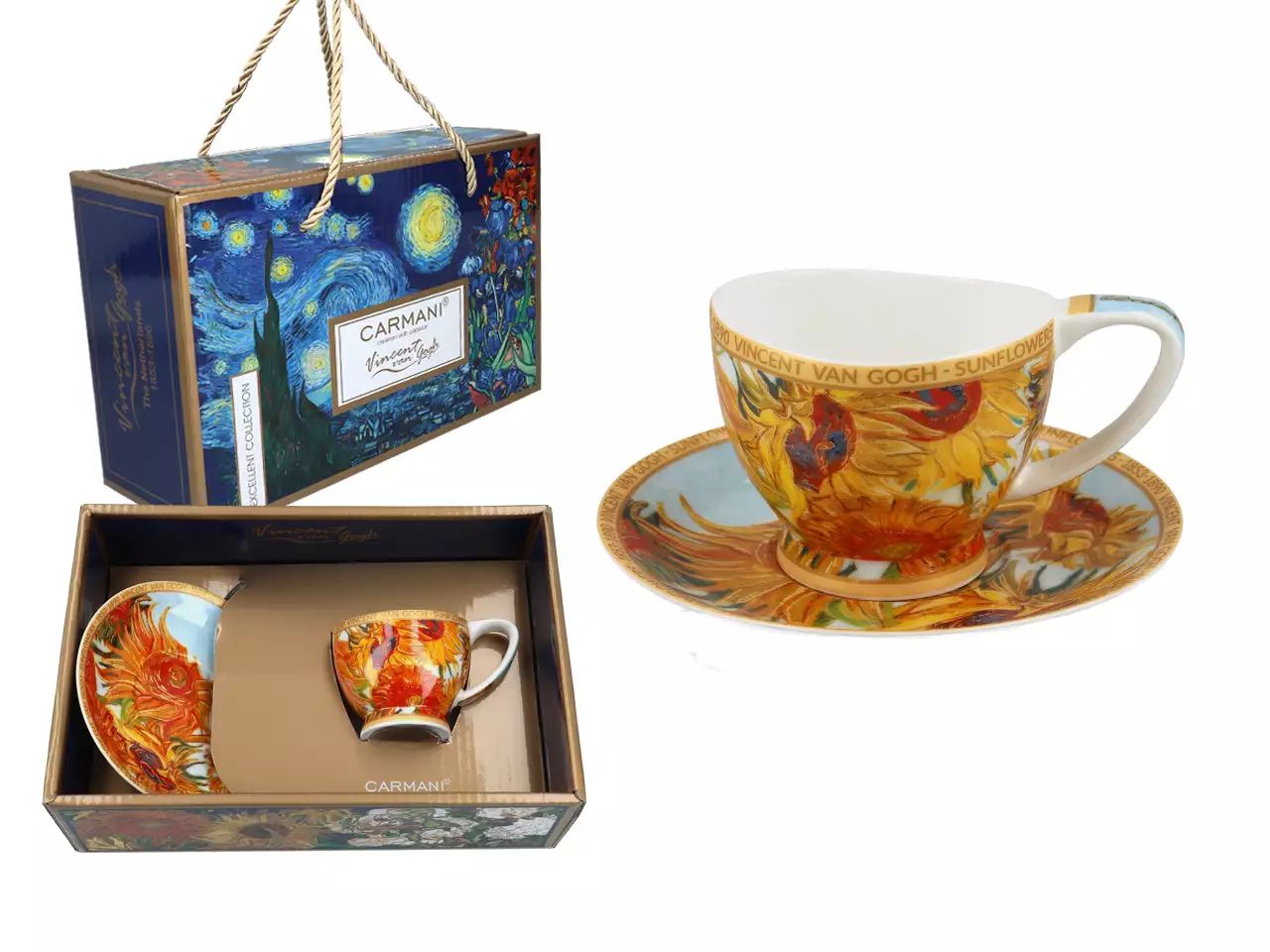 Carmani, Espressotasse T. Mini Vanessa 90ml - Van Gogh/sonnenblumen