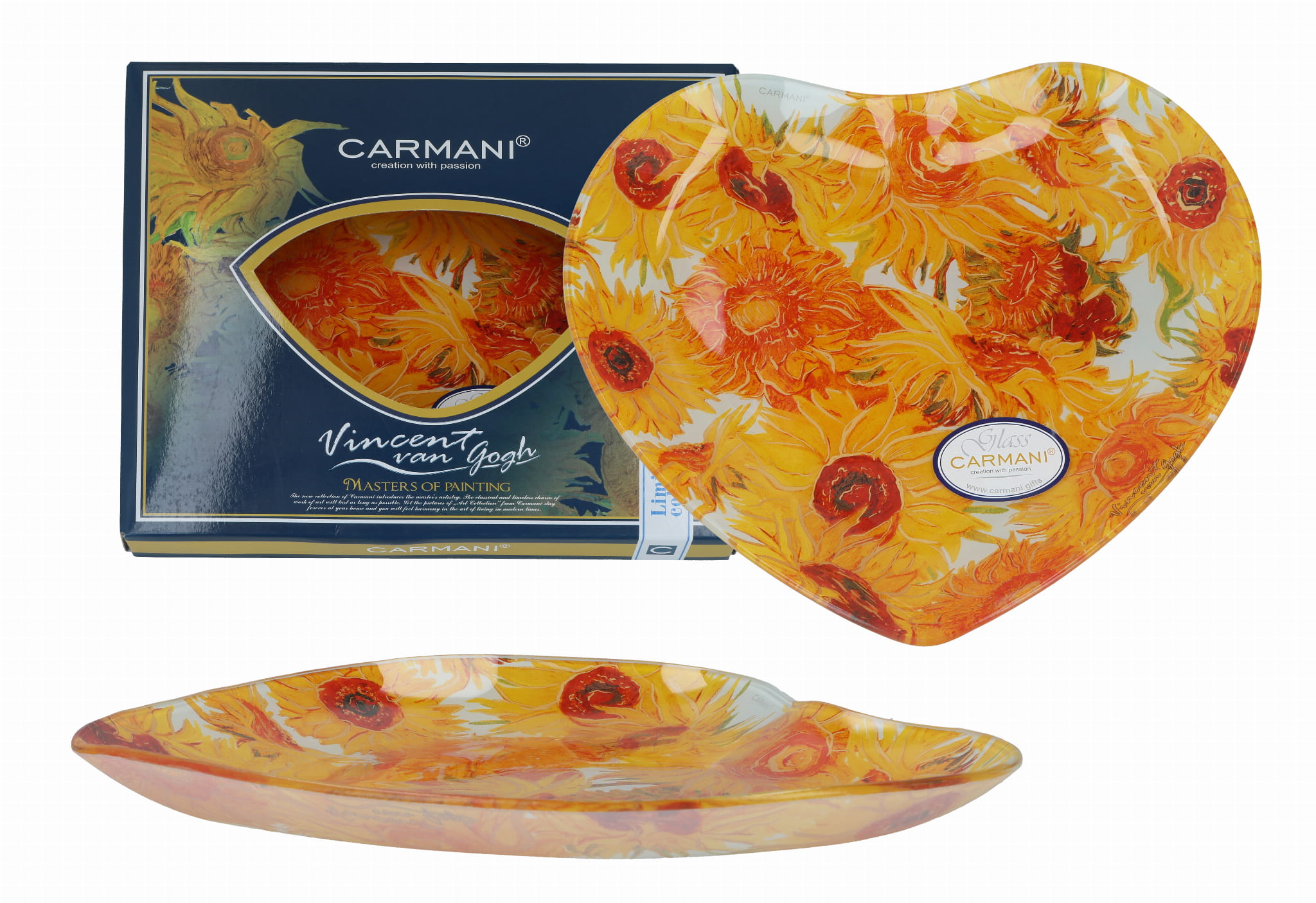 Carmani, Dekorativer Und Funktionaler Teller In Herzform - Van Gogh/sonnenblumen