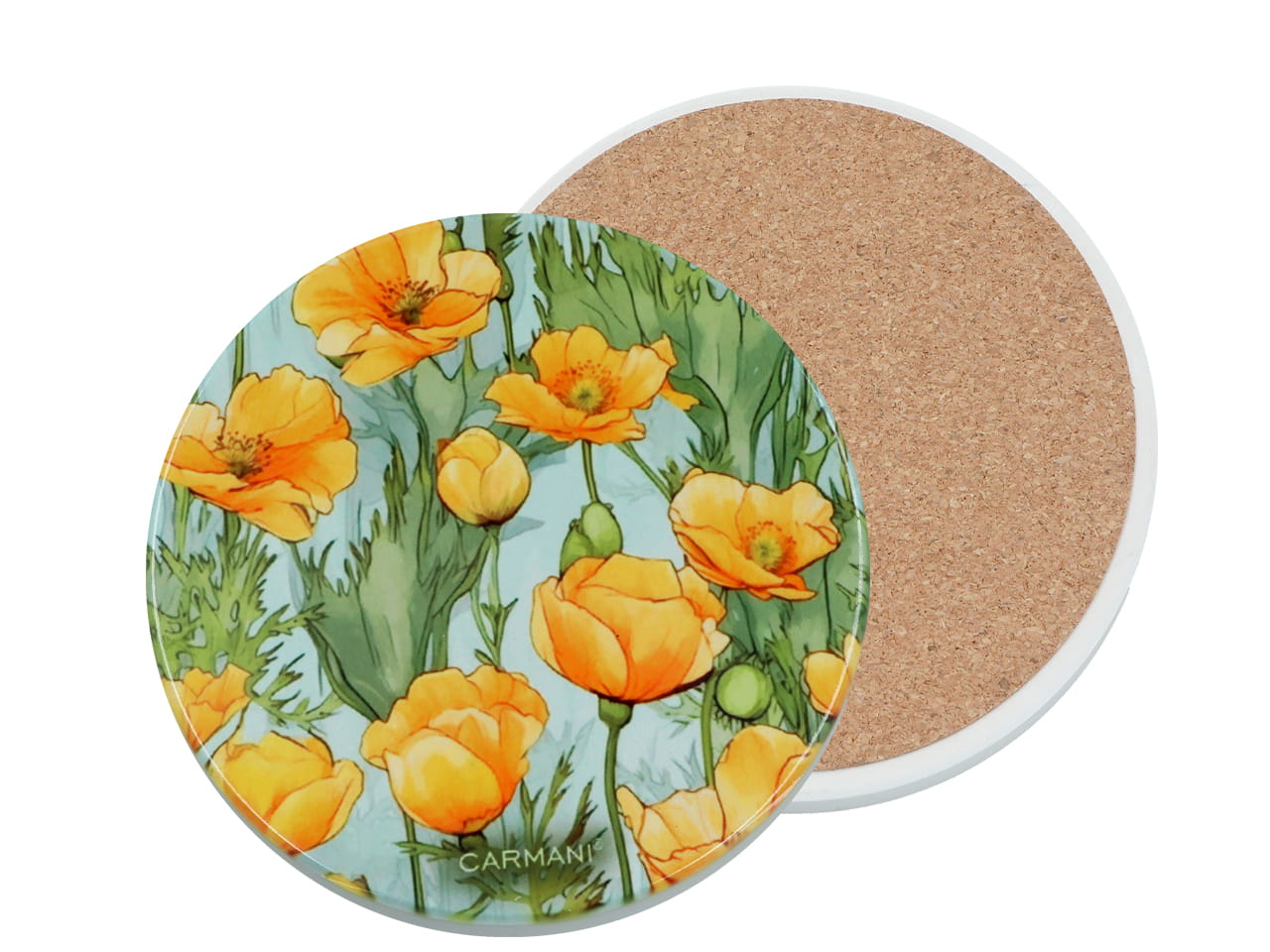 Carmani, Runder Keramikuntersetzer – Blumen