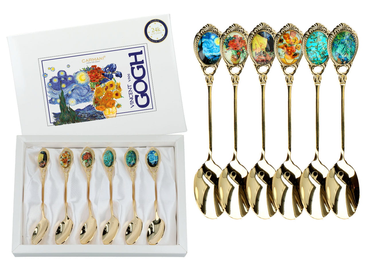 Carmani, Vergoldete Teelöffel - Vincent Van Gogh (6-teiliges Set)