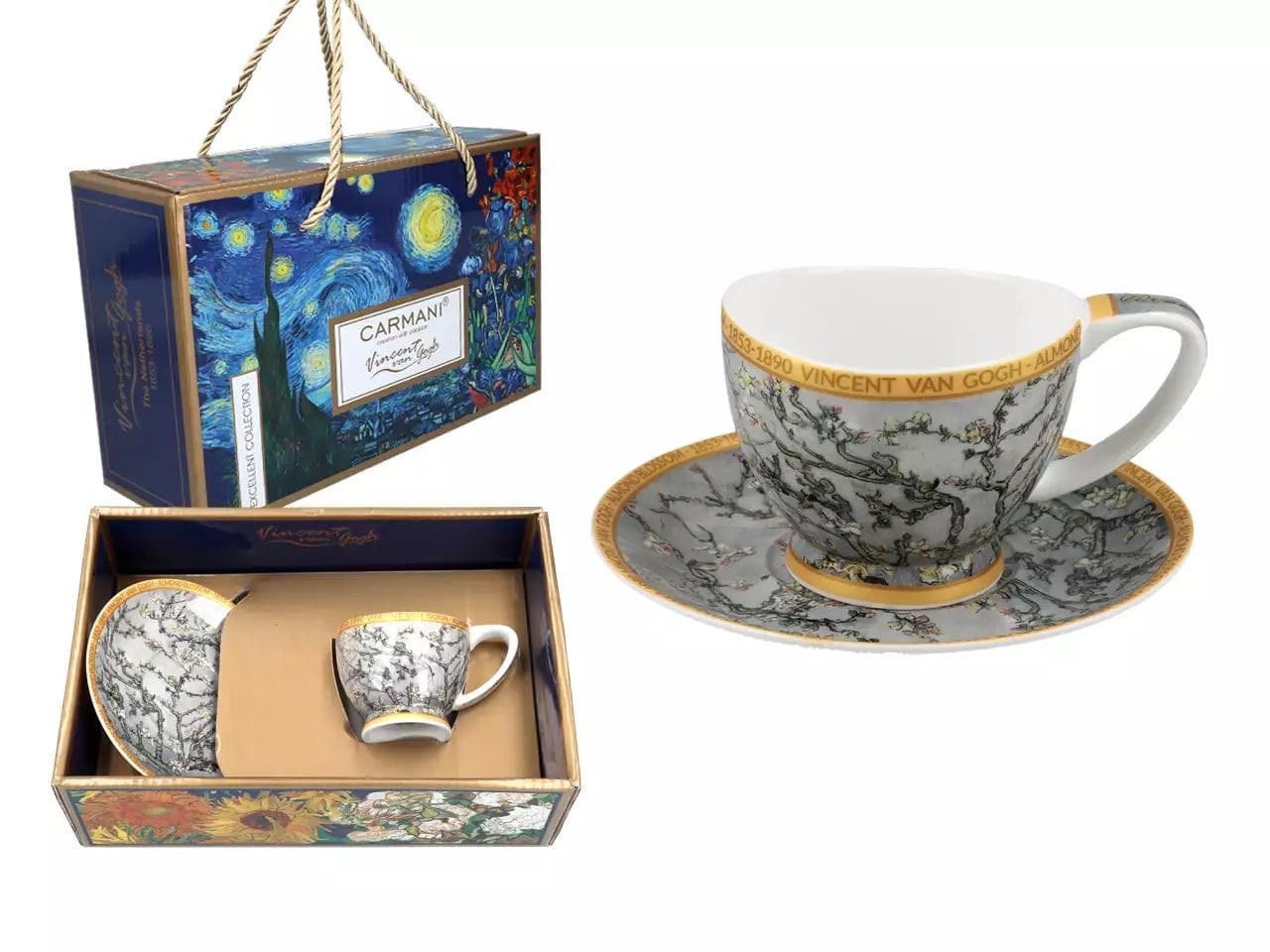 Carmani, Mini Vanessa Espressotasse 90 Ml – Van Gogh/mandelblüte, Silber
