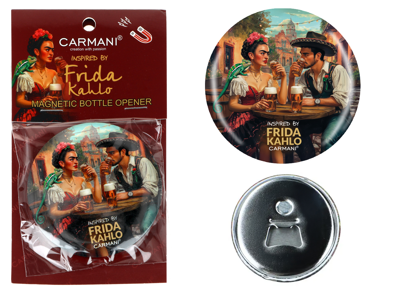 Carmani, Flaschenöffner Mit Magnet – Inspiriert Von Der Arbeit Von Frida Kahlo