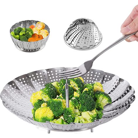 Dampfgareinsatz Aus Edelstahl – Verstellbar Für Verschiedene Topfgrößen – Für Gemüse, Obst Und Andere Lebensmittel – 1 Stück