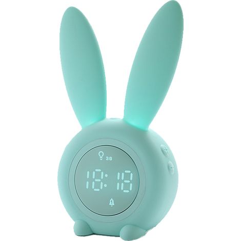 Digitaler Wecker In Hasenform – Sanftes Led-display – Buntes Nachtlicht – Fürs Kinderzimmer – Pädagogischer Wecker Für Einen Gesunden Schlafrhythmus – 1 Stück