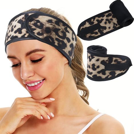 Gesichtsbandana – Frottee-gesichtsband – Verstellbar Mit Klettverschluss – Für Gesichtspflege, Dusche, Sport – 2 Stück