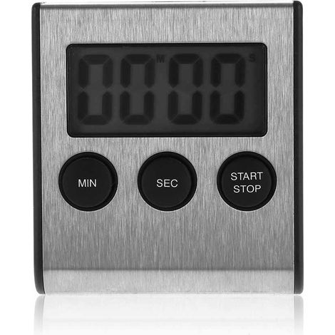 Digitaler Lcd-küchentimer – Messbereich 0 Bis 99 Minuten 59 Sekunden – Integrierter Tischständer Und Magnete – Metall – 1 Stück