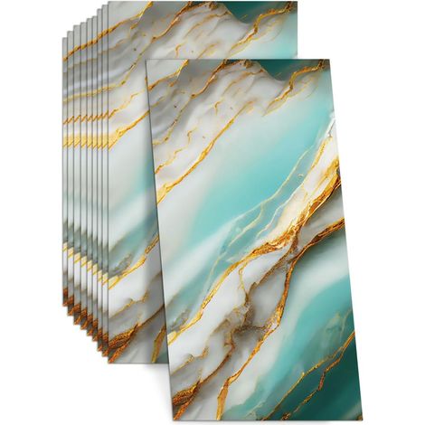 Packung Mit 10 Selbstklebenden Wandpaneelen In Marmoroptik, 60 X 30 Cm – Ölbeständiges Pvc – Wasserdicht Für Küche Und Bad