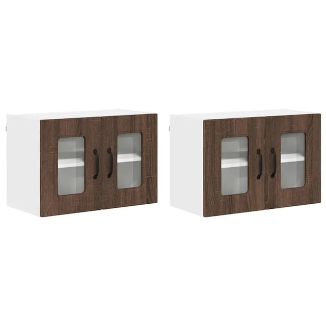 vidaXL Küchenwandschrank 2 Stk Braun Eichen-Optik 60 x 31 x 40 cm 884629