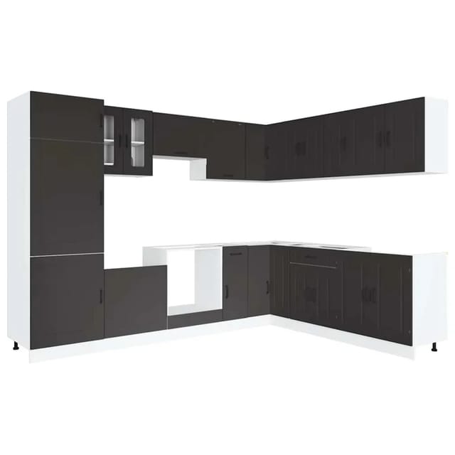 vidaXL 14-Tlg Küchenschrank-Set Kalmar Schwarz Holzwerkstoff 3314972